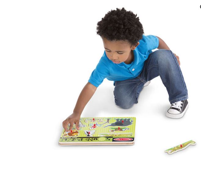 MELISSA AND DOUG - CASSE-TÊTE 8 PIÈCES ANIMAUX DE LA JUNGLE EN BOIS SONORE