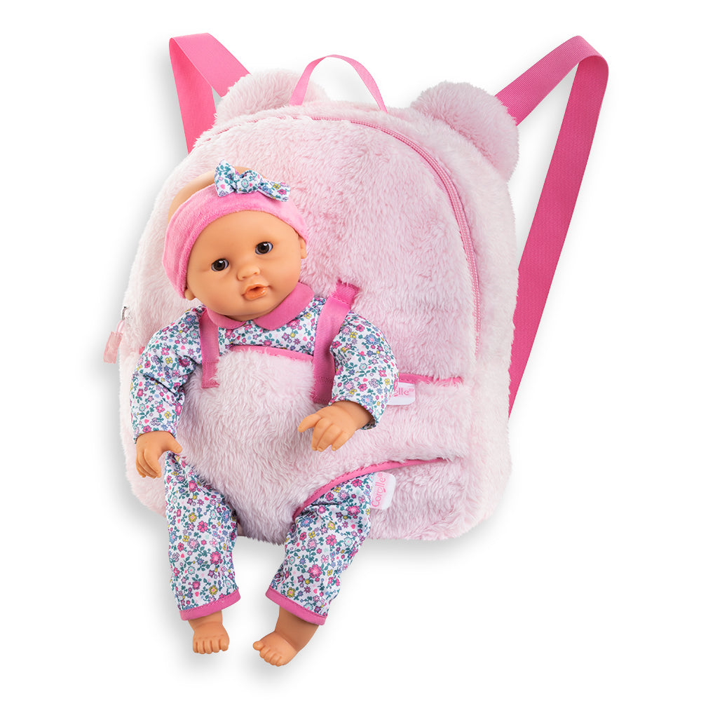COROLLE - SAC À DOS PORTE-POUPON PELUCHE ROSE 12" (30CM)