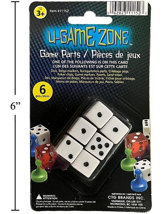 ENSEMBLE DE 5 OU 6 DÉS SUR CARTON