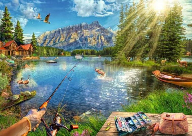 RAVENSBURGER JIGSAW PUZZLE 1000 PIECES - LIFE AT THE LAKE #12000877