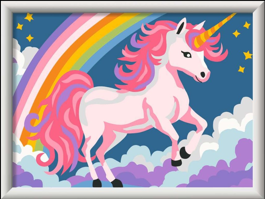 PEINTURE À NUMÉROS CREART RAVENSBURGER - LICORNE ROSE (NÉON) 18 X 24 CM