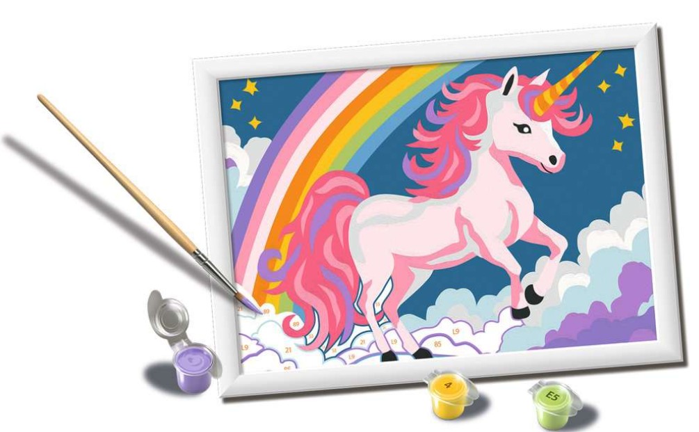 PEINTURE À NUMÉROS CREART RAVENSBURGER - LICORNE ROSE (NÉON) 18 X 24 CM