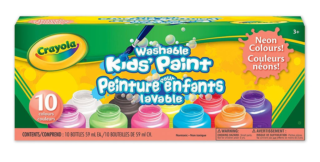 CRAYOLA - 10 BOUTEILLES PEINTURE LAVABLE NÉON