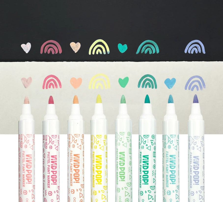 VIVID POP! - ENSEMBLE DE 8 MARQUEURS DE PEINTURE ACRYLIQUE À BASE D'EAU - PASTEL