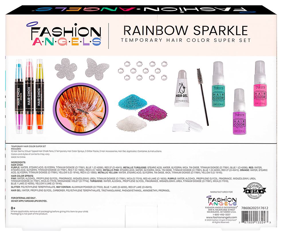 FASHION ANGELS - SUPER KIT DE COLORATION TEMPORAIRE DE CHEVEUX ARC-EN-CIEL