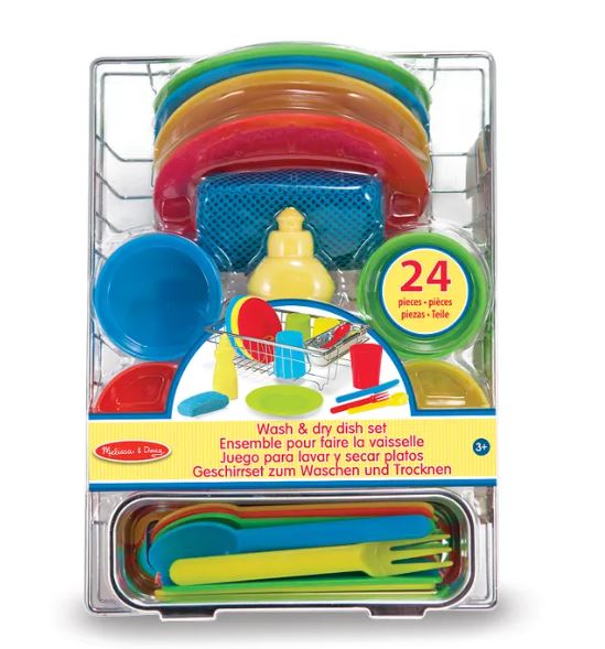 MELISSA AND DOUG - SERVICE DE VAISSELLE ET ÉGOUTTOIR 4 COUVERTS