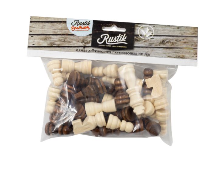 RUSTIK - 20 PIONS EN BOIS POUR JEUX D'ÉCHECS