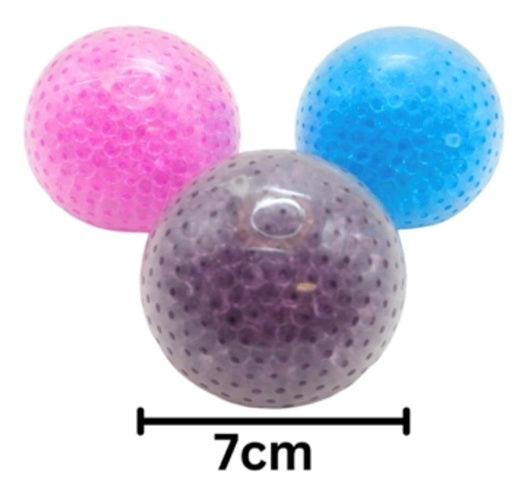 JOUET SENSORIEL ANTI-STRESS SQUISHY - BALLE AVEC PERLES D'EAU (WATER BEADBALLS) DE 7CM ASST