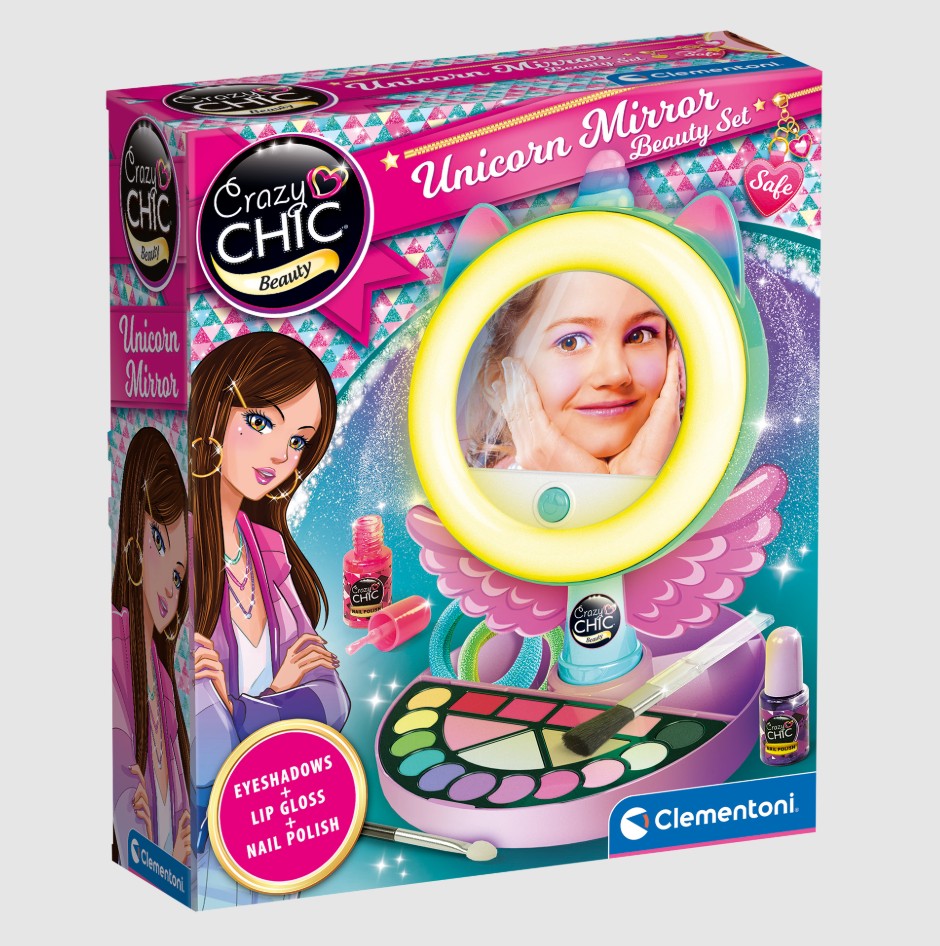 CLEMENTONI - CRAZY CHIC - ENSEMBLE DE BEAUTÉ MIROIR LICORNE