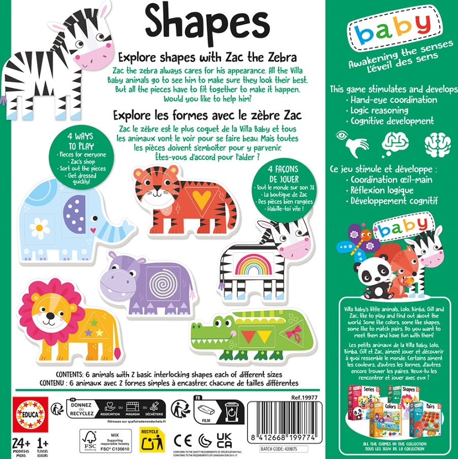 EDUCA - JEU BABY EXPLORE LES FORMES AVEC ZAC LE ZÈBRE