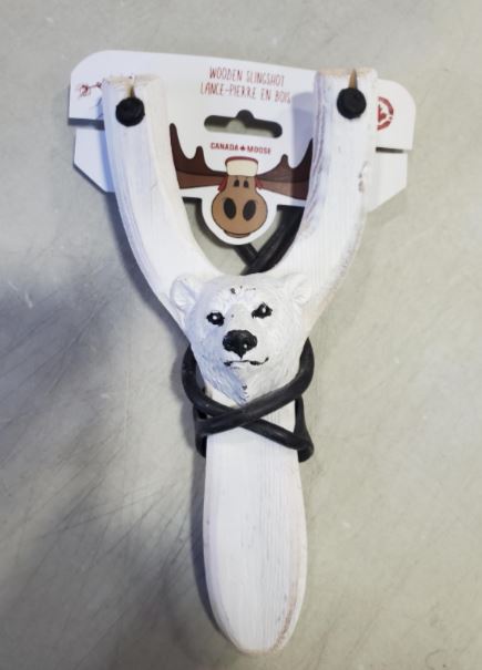 WHITE POLAR BEAR WOODEN SLINGSHOT