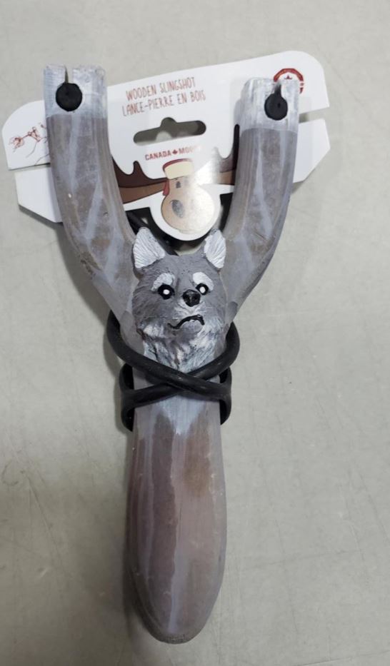 LANCE-PIERRES LOUP GRIS EN BOIS (SLINGSHOT)
