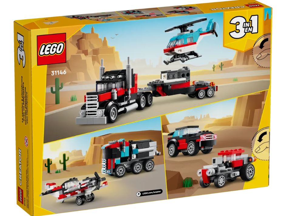 LEGO CREATOR - LE CAMION À PLATEFORME AVEC UN HÉLICOPTÈRE #31146