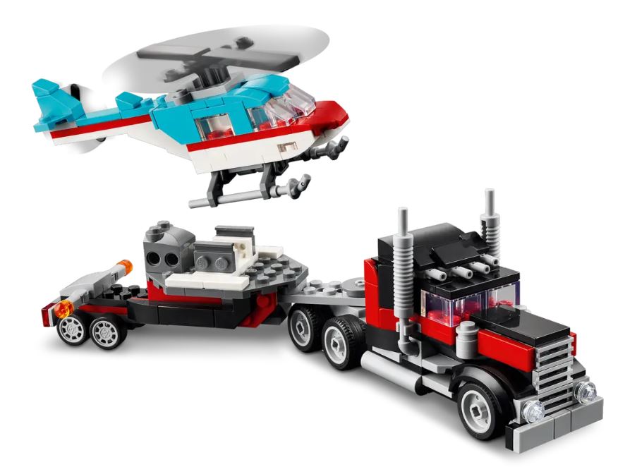 LEGO CREATOR - LE CAMION À PLATEFORME AVEC UN HÉLICOPTÈRE #31146