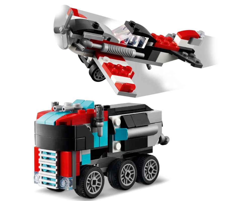 LEGO CREATOR - LE CAMION À PLATEFORME AVEC UN HÉLICOPTÈRE #31146