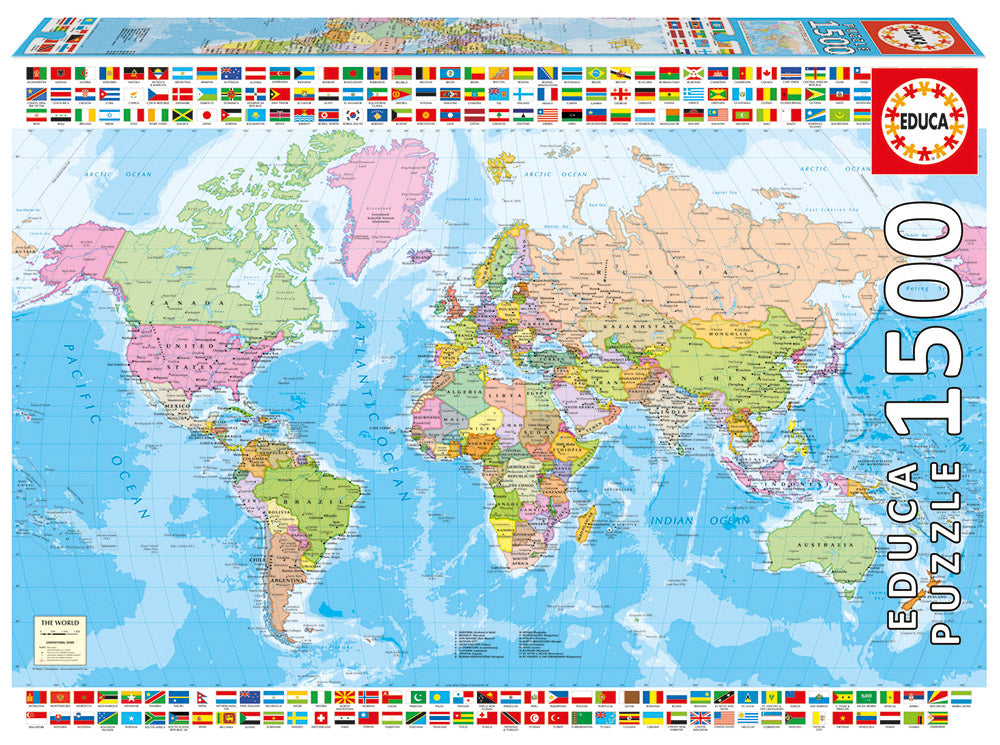 EDUCA CASSE-TÊTE 1500 PIÈCES - CARTE DU MONDE POLITIQUE #18500