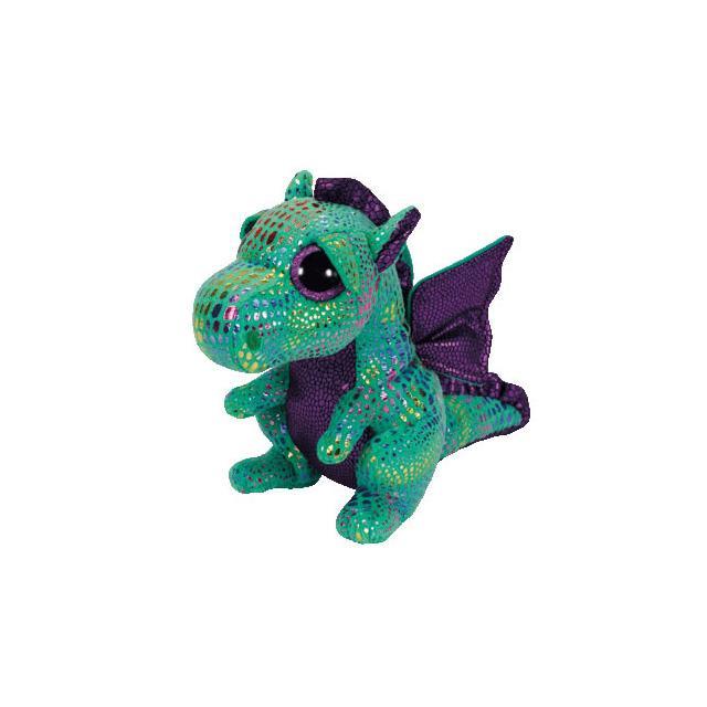 PELUCHE TY BEANIE BOOS - CINDER DRAGON VERT VENTRE MAUVE PETIT 6"