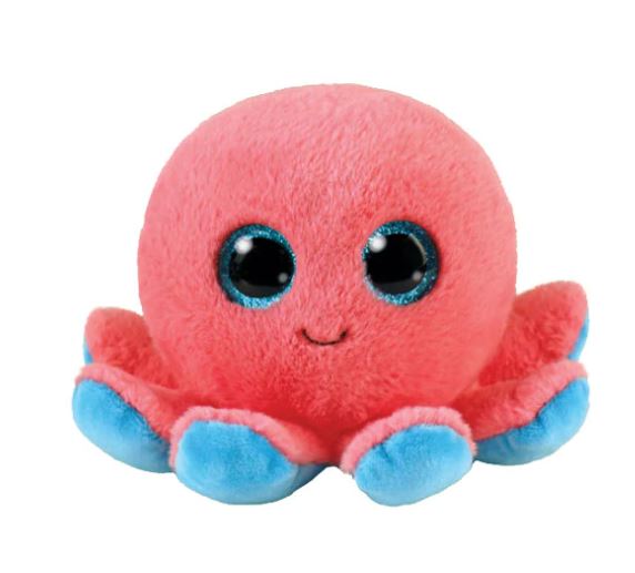 PELUCHE TY BEANIE BOOS - SHELDON LA PIEUVRE ROSE PETIT 6"