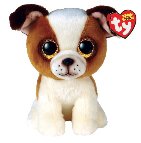 PELUCHE TY BEANIE BOOS - HUGO CHIEN BRUN ET BLANC PETIT 6"