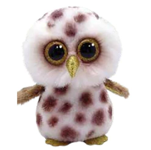 TY BEANIE BOOS PLUSH TOY - WHOOLIE THE WHITE AND BROWN OWL SMALL 6"