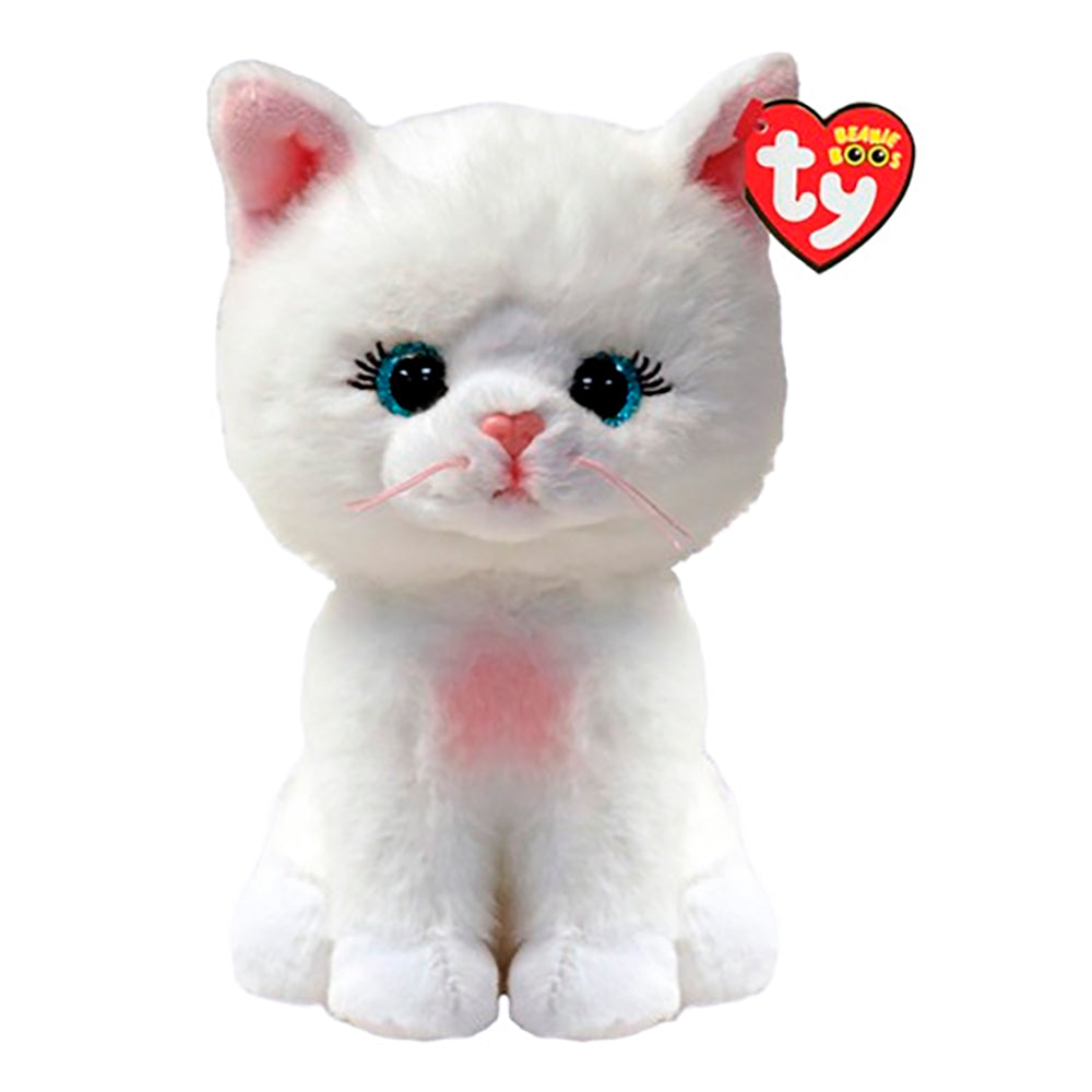 TY BEANIE BOOS PLUSH - AMELIA WHITE CAT SMALL 6"