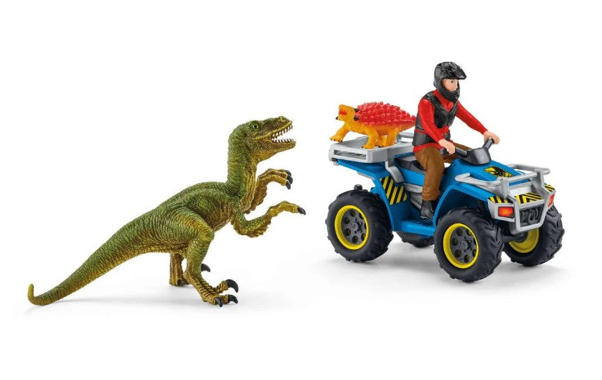 SCHLEICH - FUITE SUR QUAD FACE AU VÉLOCIRAPTOR #41466