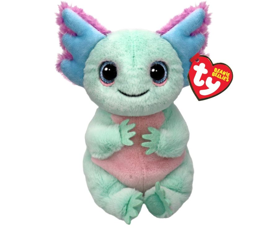 TY BEANIE BELLIES PLUSH - ALEX THE PASTEL AXOLOTL SMALL 6"