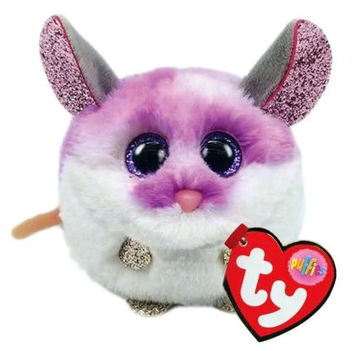 PELUCHE TY BEANIE BALLS - COLBY SOURIS MAUVE PUFFIES 4"