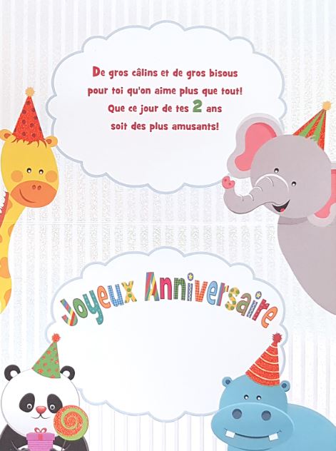 2 ANS - CARTE D'ANNIVERSAIRE GÉNÉRALE - C'EST TA FÊTE TU AS 2 ANS - DE MILLBROOK