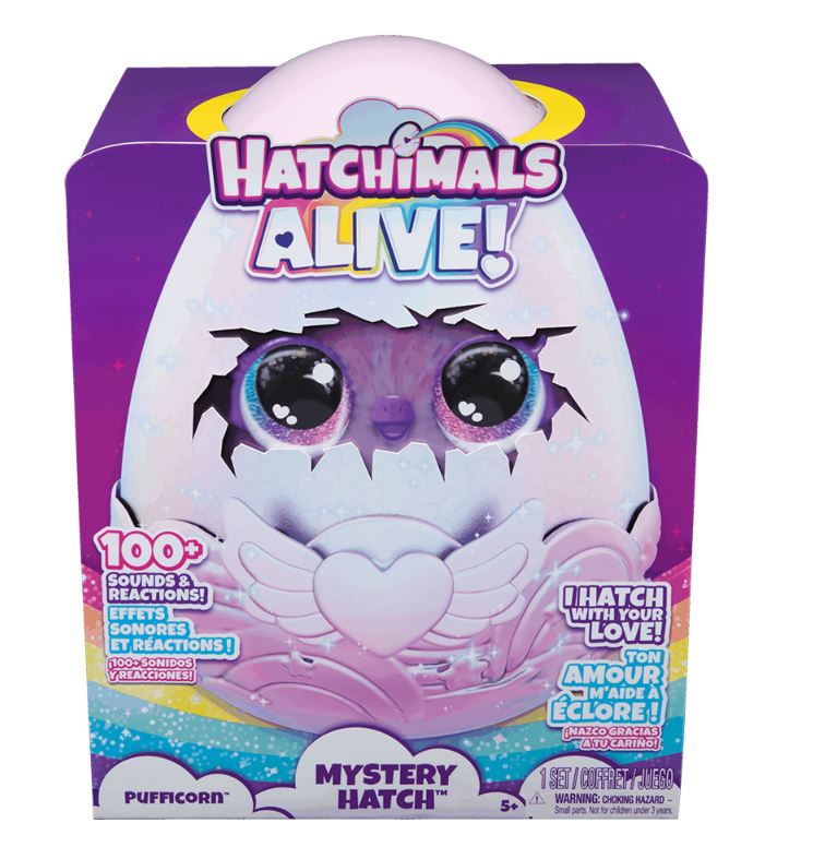 HATCHIMALS ALIVE - ÉCLOSION MYSTÈRE PUFFICORN, ASSORTIMENT - SONS ET LUMIÈRES ASST