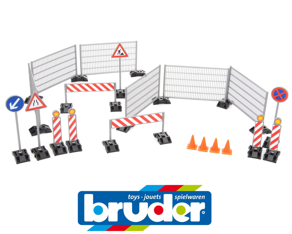 BRUDER - SIGNAGE SET: FENCES, SIGNS AND PYLONS #62007