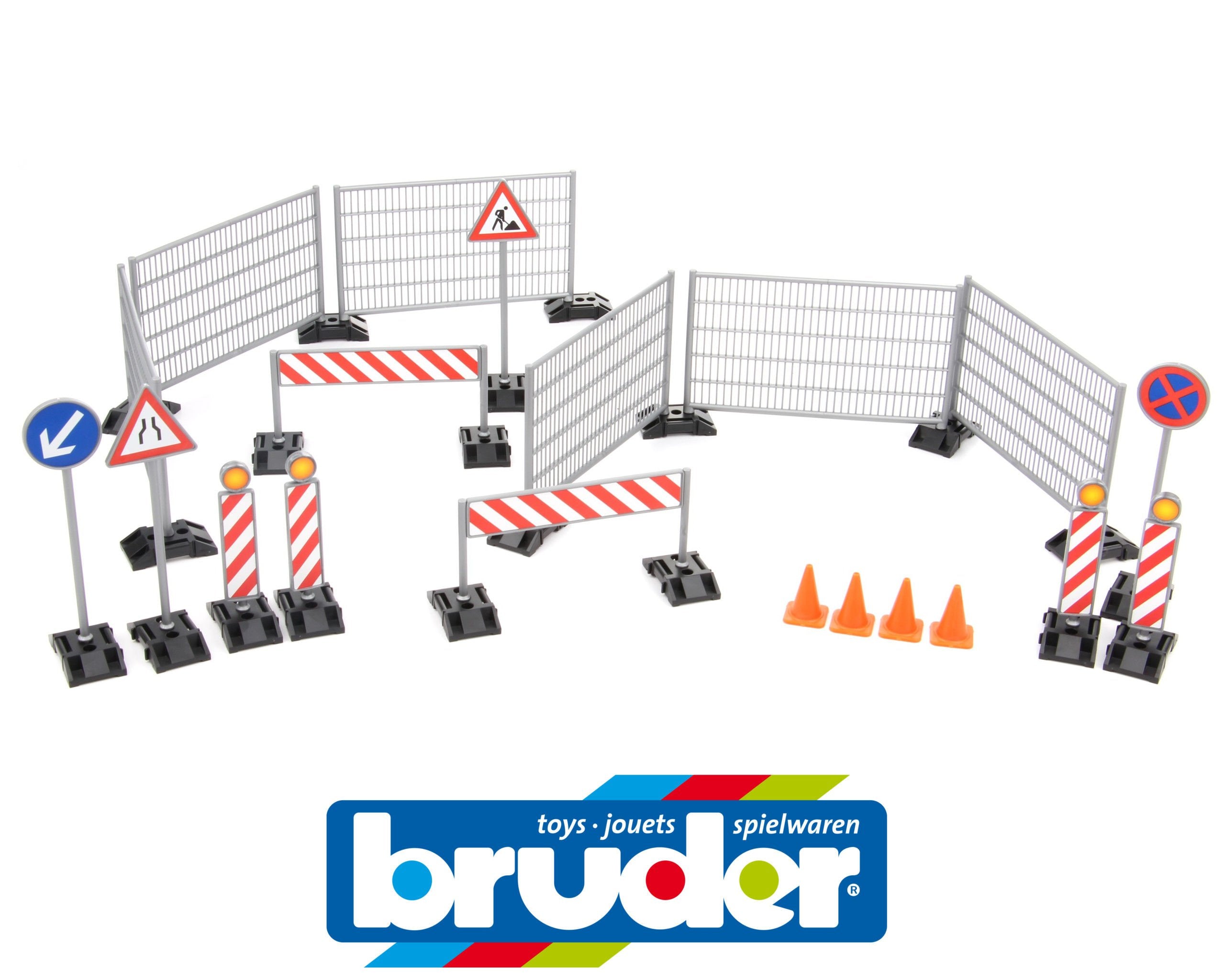 BRUDER - SIGNAGE SET: FENCES, SIGNS AND PYLONS #62007