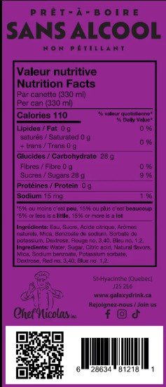 GALAXY DRINK - CANETTES LIMONADE ROSE - 330 ML