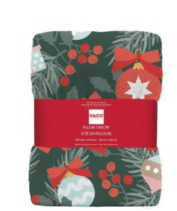 NOSTALGIC CHRISTMAS PLUSH PRINTED THROW 48X60