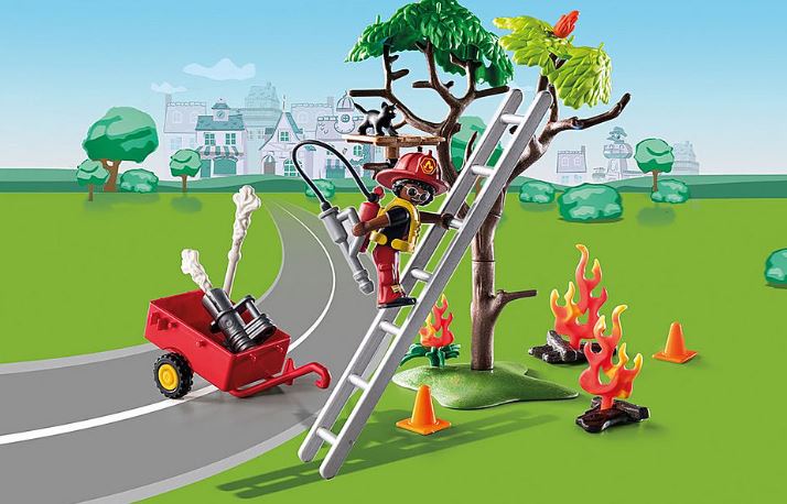 PLAYMOBIL DUCK ON CALL - FIREFIGHTER AND CAT #70917