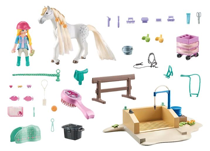 PLAYMOBIL HORSES OF WATERFALL - ISABELLA ET LIONESS AVEC AIRE DE LAVAGE POUR CHEVAUX #71354