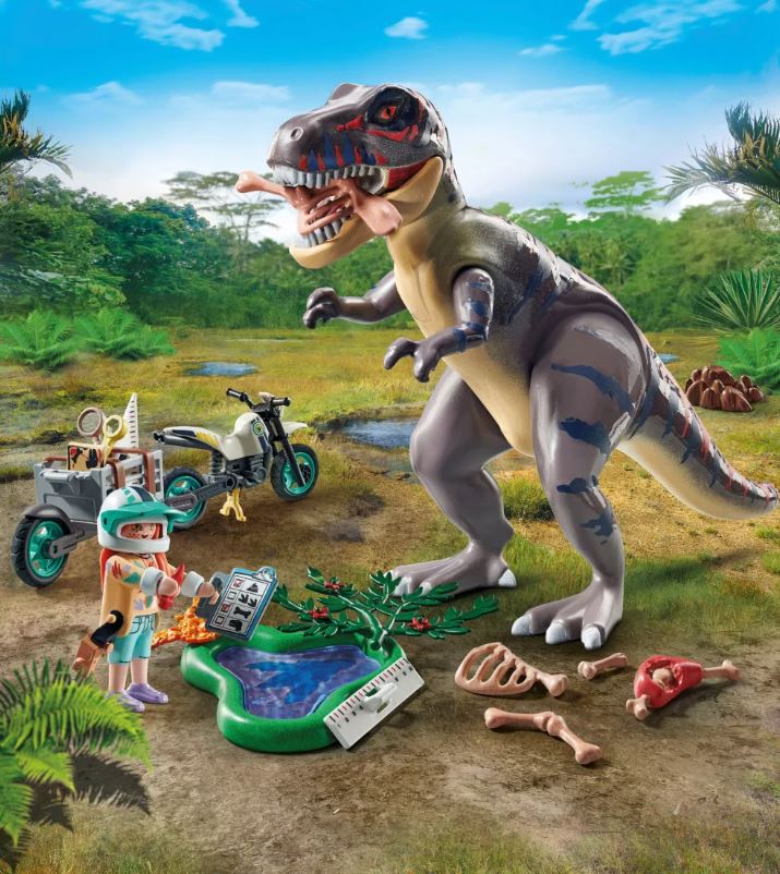 PLAYMOBIL DINOS - EXPLORATEUR AVEC MOTO ET TYRANNOSAURE #71524