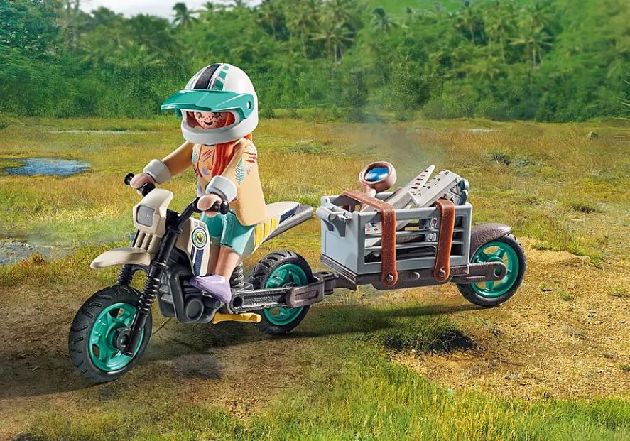 PLAYMOBIL DINOS - EXPLORATEUR AVEC MOTO ET TYRANNOSAURE #71524