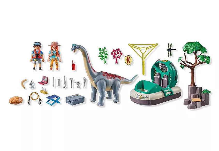 PLAYMOBIL DINOS - BRACHIOSAURUS WITH EXPLORERS AND HOVERCRAFT #71819