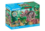 PLAYMOBIL DINOS - TRICÉRATOP AVEC BÉBÉ, OEUF ET EXPLORATEUR #71821