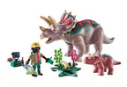 PLAYMOBIL DINOS - TRICÉRATOP AVEC BÉBÉ, OEUF ET EXPLORATEUR #71821
