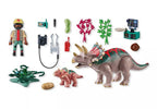 PLAYMOBIL DINOS - TRICÉRATOP AVEC BÉBÉ, OEUF ET EXPLORATEUR #71821