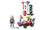 PLAYMOBIL ACTION HEROES - FIREFIGHTER WITH QUAD AND TWO FLAMING BUSHES #71824