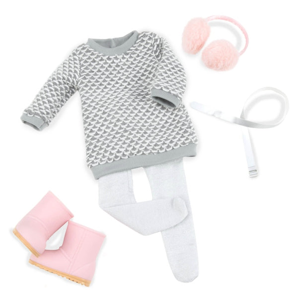 ENSEMBLE VÊTEMENTS OG - ROBE EN TRICOT "WINTER STYLE" POUR POUPÉE DE 46 CM