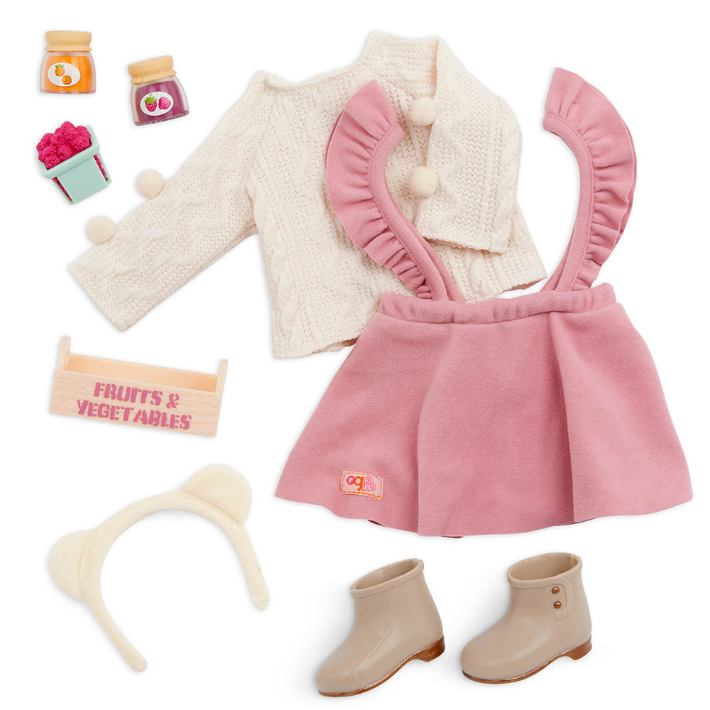 ENSEMBLE VÊTEMENTS OG DE LUXE - CHANDAIL ET JUPE POUR POUPÉE (SWEET AS JAM) 46 CM (18")