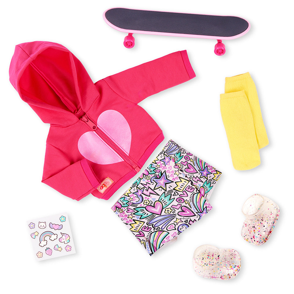 OG DELUXE OUTFIT - JACKET AND SKORT FOR 18" DOLL (SKATE INTO FUN)