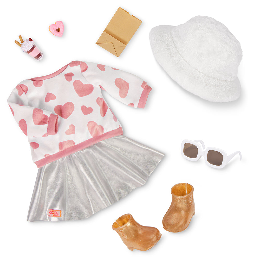 OG DELUXE OUTFIT - SWEATER AND SKIRT FOR 18" (46 CM) DOLL (FURRY FUN)