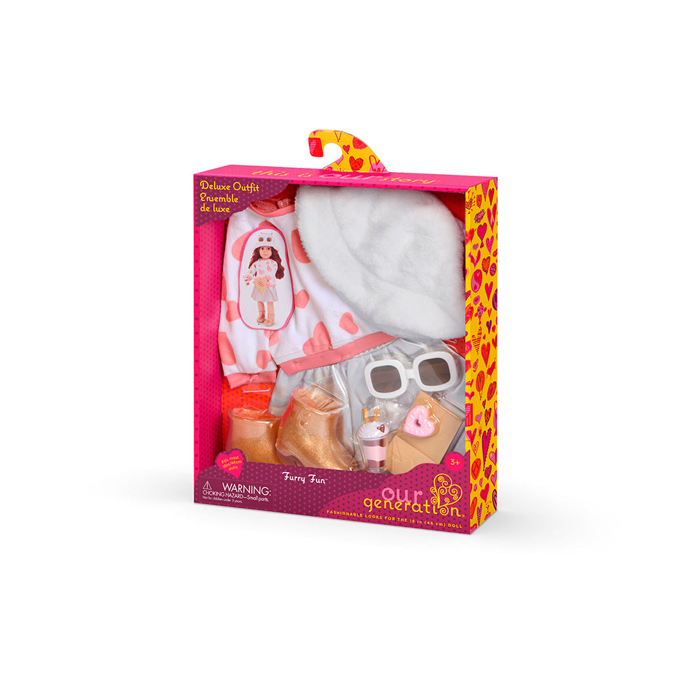 OG DELUXE OUTFIT - SWEATER AND SKIRT FOR 18" (46 CM) DOLL (FURRY FUN)