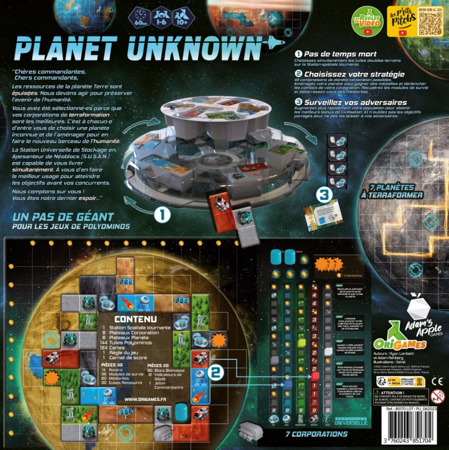 JEU PLANET UNKNOWN - Version française