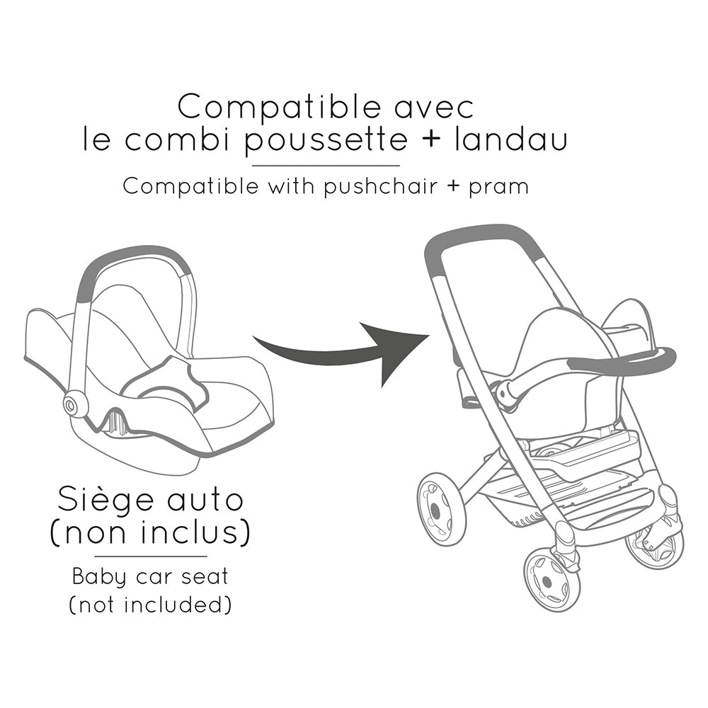 SMOBY - MAXI COSI - POUSSETTE LANDAU 3-EN-1 ROSE